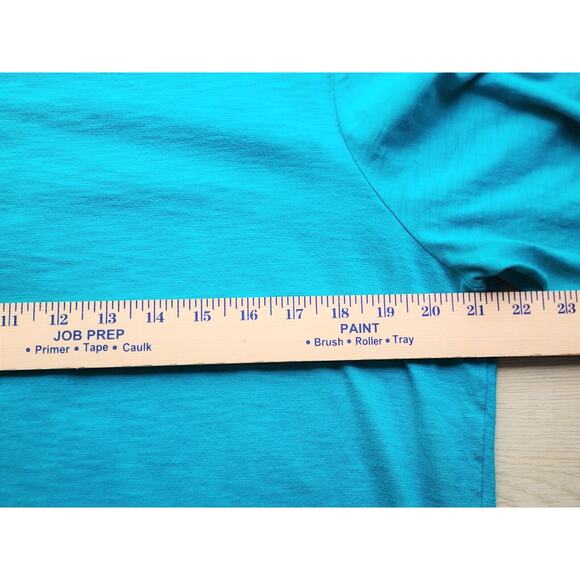 TOP/BLOUSE-COLDWATER CREEK-Turquoise-Roll Tab Sleeves-Pleated Back-Size XL - Picture 12 of 16